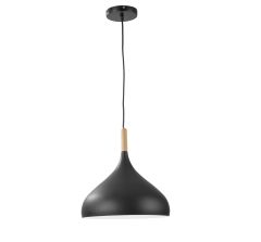 Hanglamp Modern Zwart Rond Aluminium en Hout - Valott Riikka