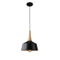 Hanglamp Modern Zwart Rond Aluminium en Hout - Valott Sirkka