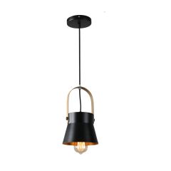 Hanglamp Modern Zwart Aluminium met Hout - Valott Kirsi
